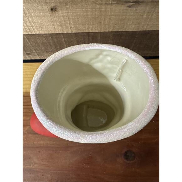 Ceramic Handpainted Santa Boot Glitter Top Planter 9” Tall - Picture 5 of 6